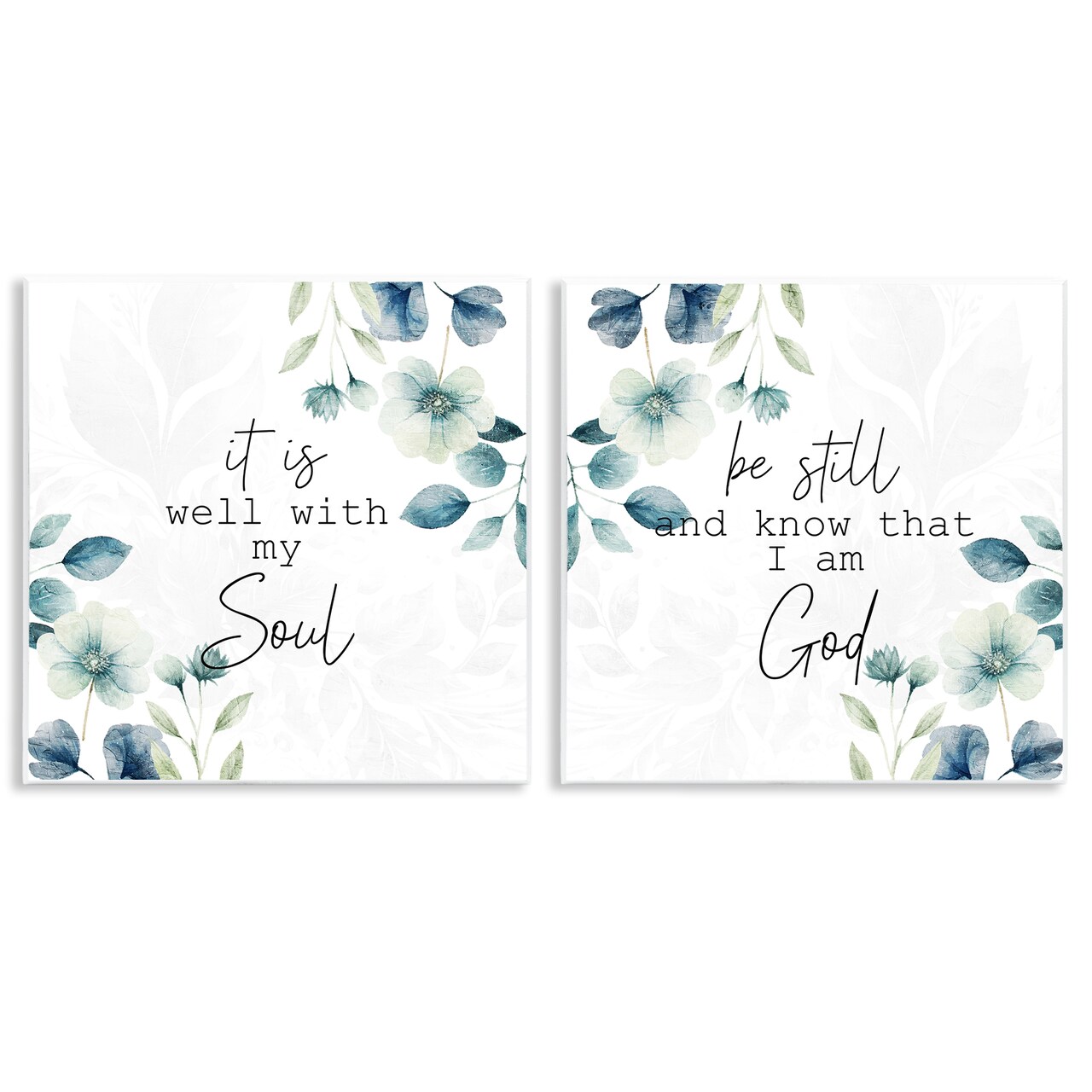 Stupell Industries Spiritual Proverbs with Flowers 2pc Wall Plaque Set By Kim Allen